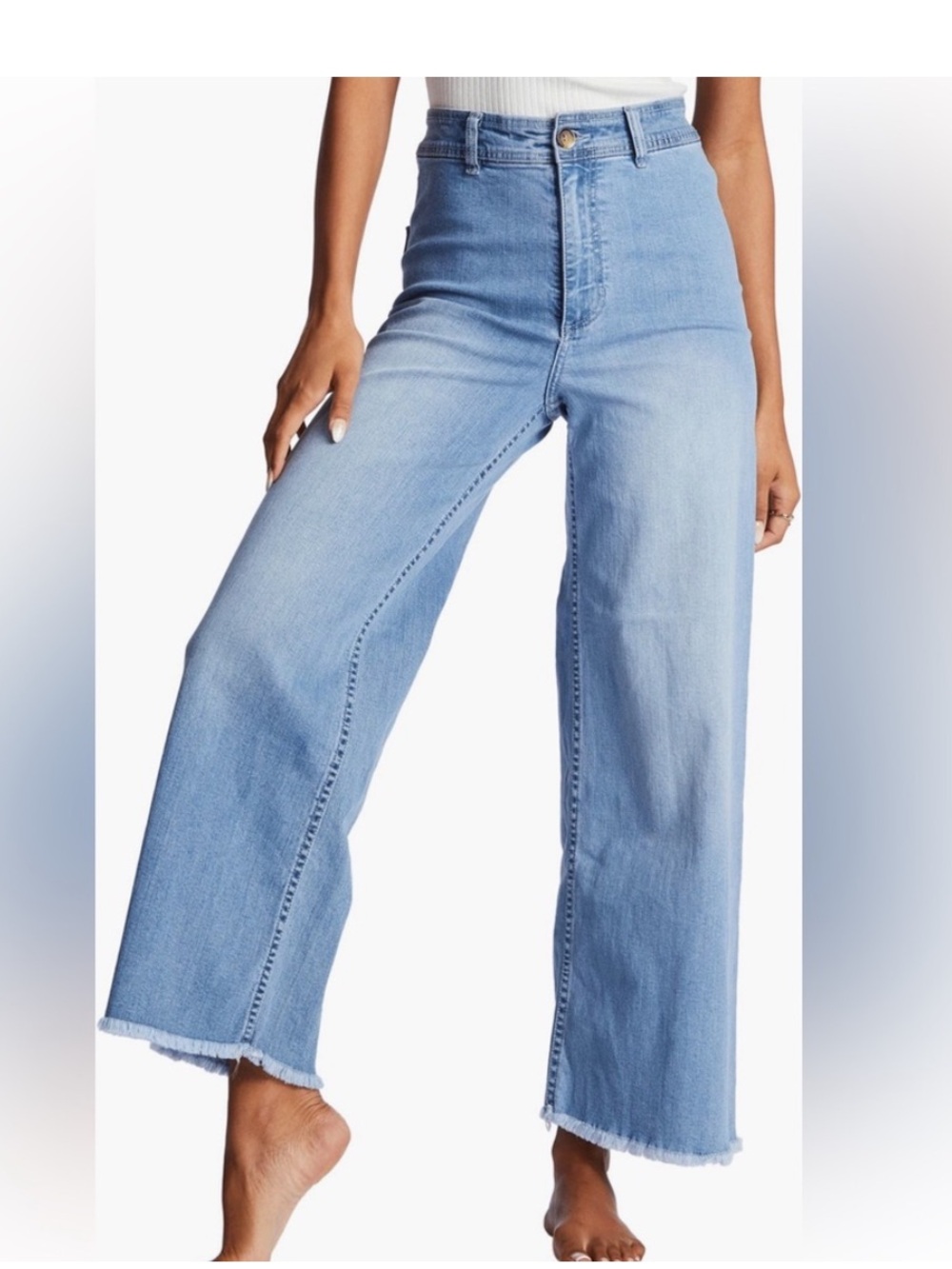 BILLABONG Free Fall Fray Hem Stretch Wide Leg Jeans Sz  XS - Picture 4 of 12